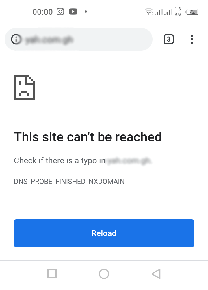 Website that can't be reached